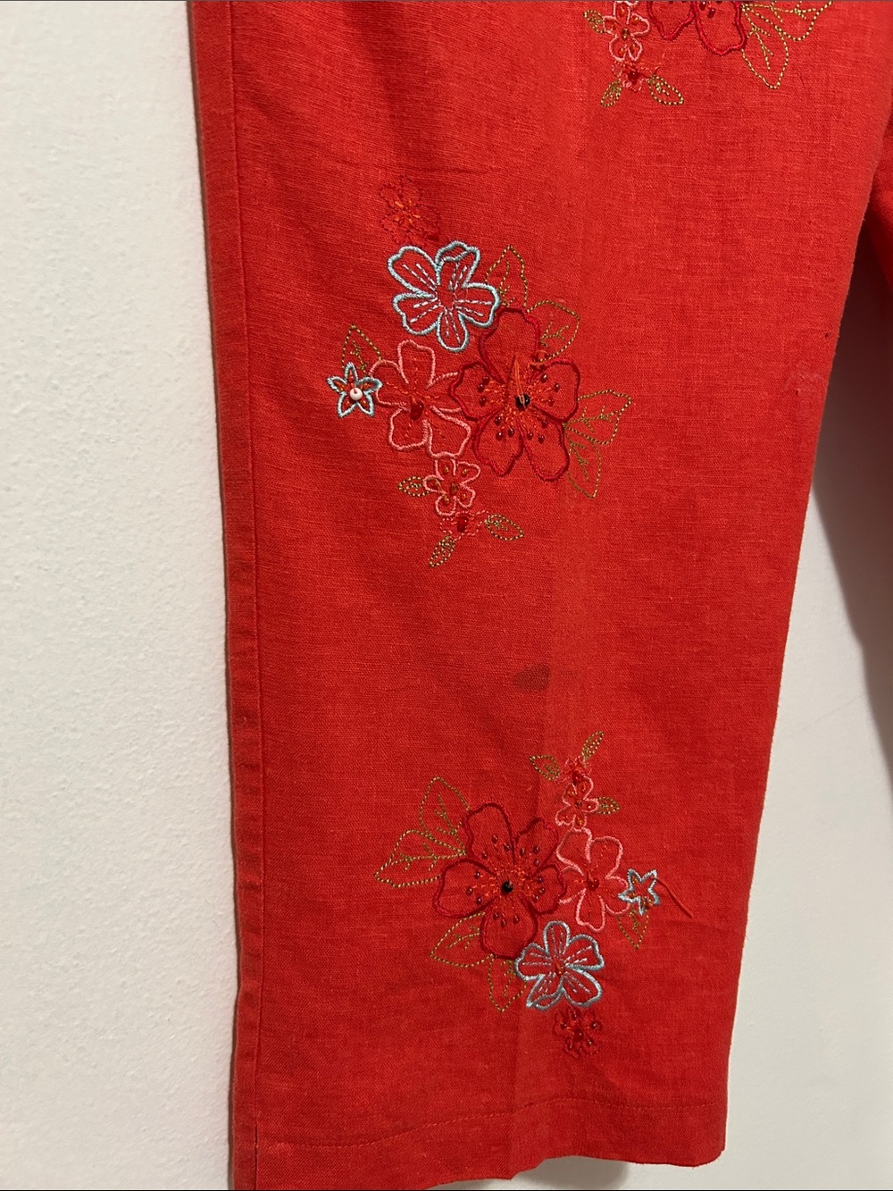 Red Embroidered Capris - Picture 8 of 15